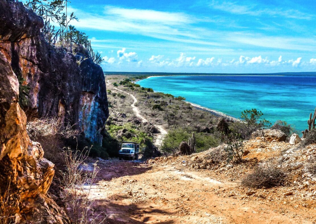 rocky and cliffside beach of Bahía de Las Aguilas in the Dominican republic 