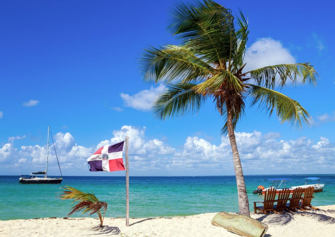 blue water and soft sand beach of Playa Dorada in the Dominican  republic 